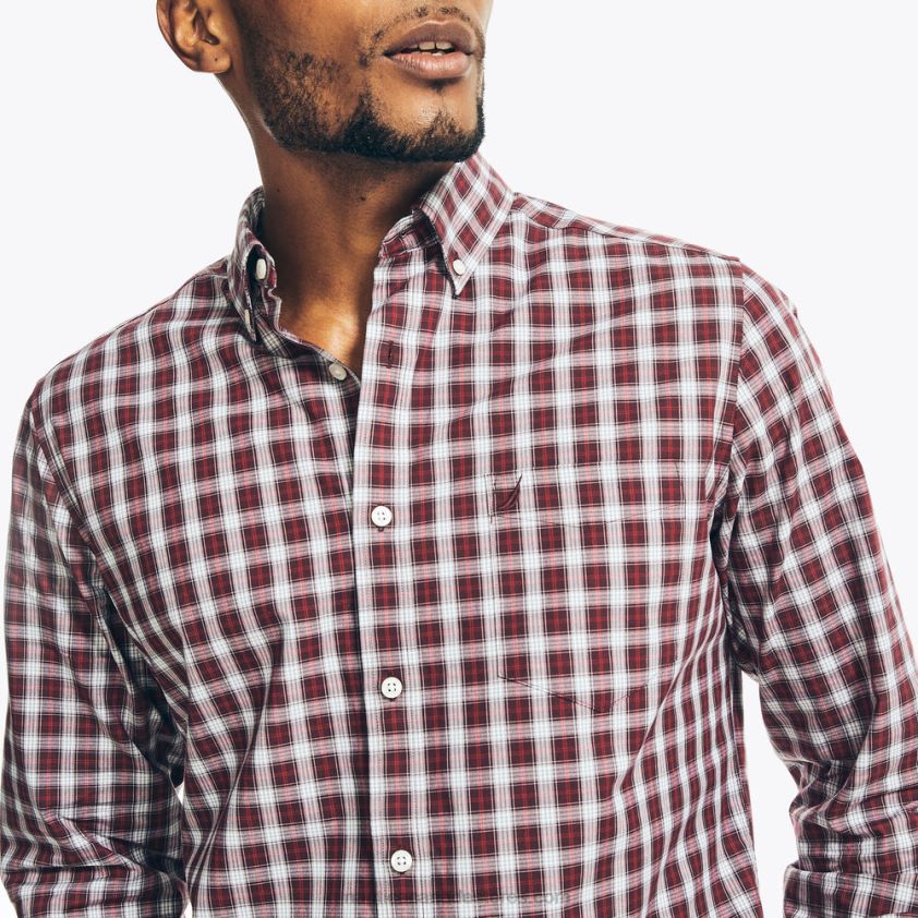 Big & Tall Wrinkle-Resistant Wear To Work Plaid Shirt Nautica Men Rio Red R260HV491