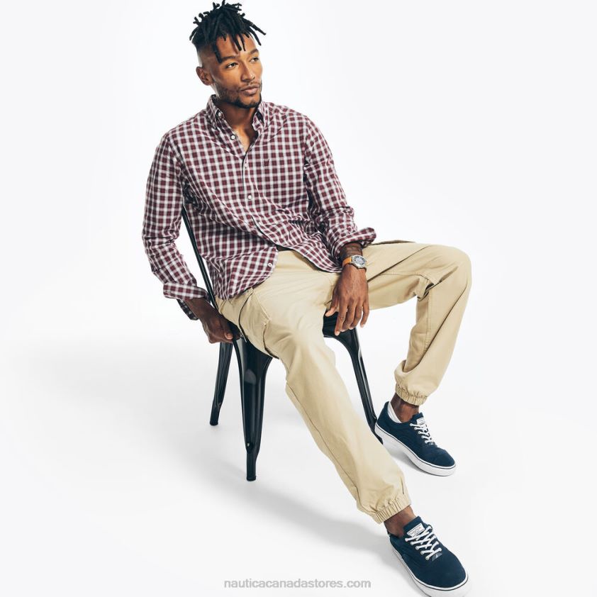 Big & Tall Wrinkle-Resistant Wear To Work Plaid Shirt Nautica Men Rio Red R260HV491