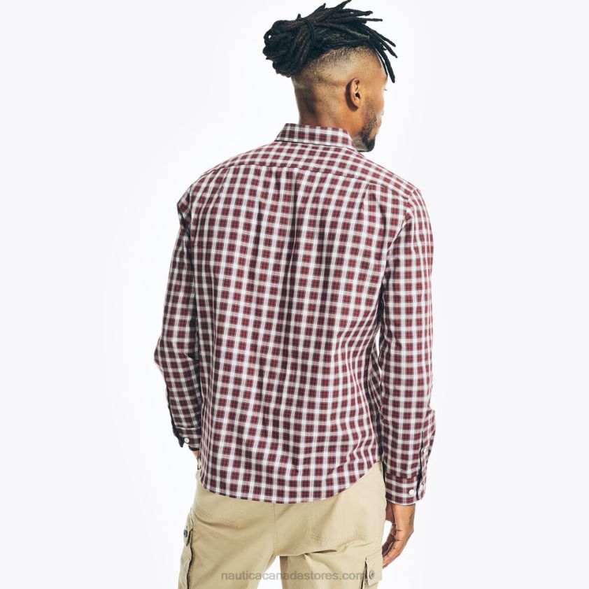 Big & Tall Wrinkle-Resistant Wear To Work Plaid Shirt Nautica Men Rio Red R260HV491