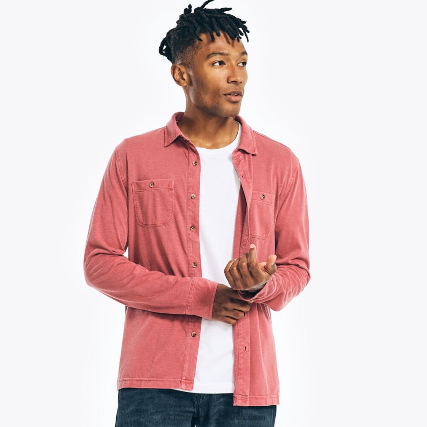 Classic Fit Cotton-Knit Shirt Nautica Men Indian Summer R260HV377