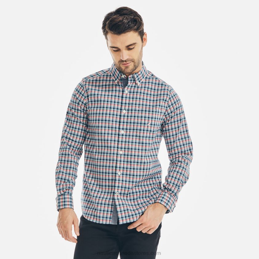Classic Fit Plaid Shirt Nautica Men Spiced Coral R260HV669