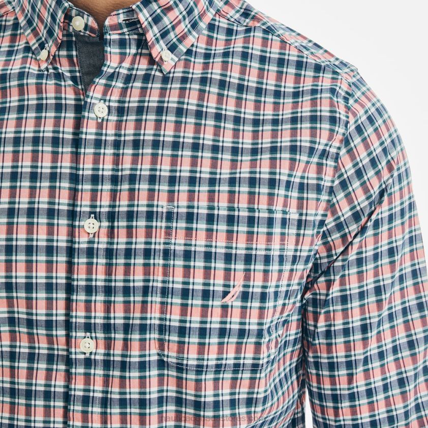 Classic Fit Plaid Shirt Nautica Men Spiced Coral R260HV669
