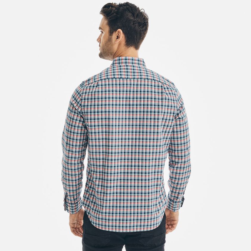 Classic Fit Plaid Shirt Nautica Men Spiced Coral R260HV669
