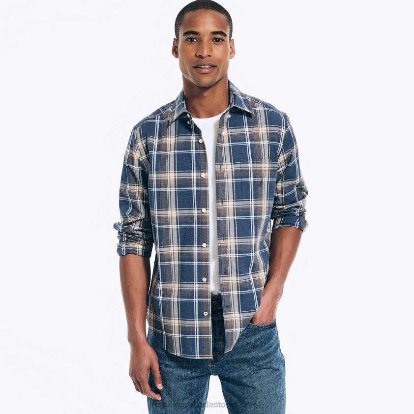 Heathered Plaid Shirt Nautica Men Estate Blue R260HV291