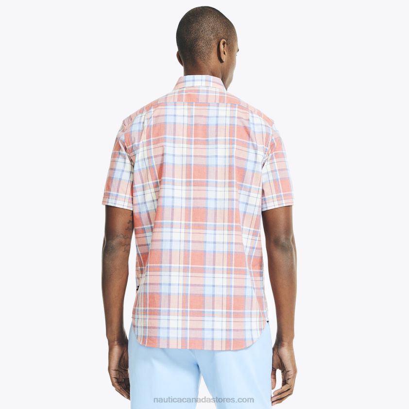 Heathered Plaid Short-Sleeve Oxford Shirt Nautica Men Sailor Red R260HV541