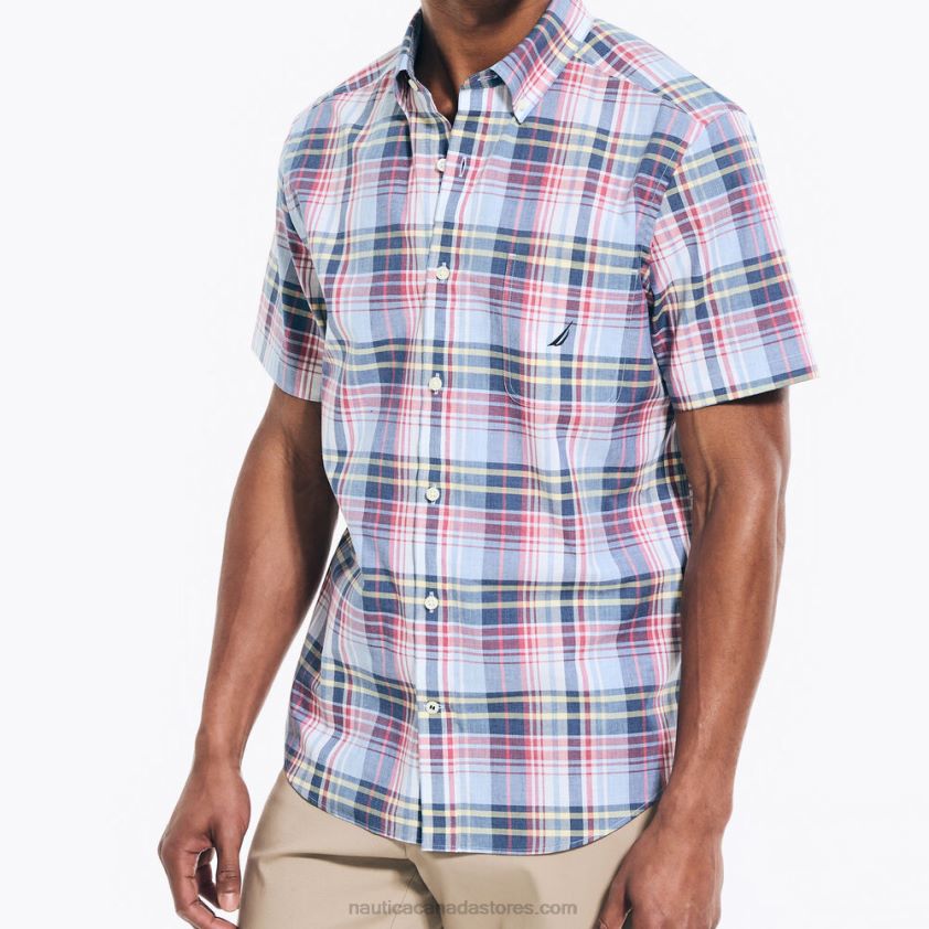 Heathered Plaid Short-Sleeve Shirt Nautica Men Sea Mist R260HV174