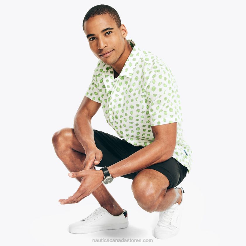Navtech Classic Fit Printed Short-Sleeve Shirt Nautica Men Bright White R260HV330