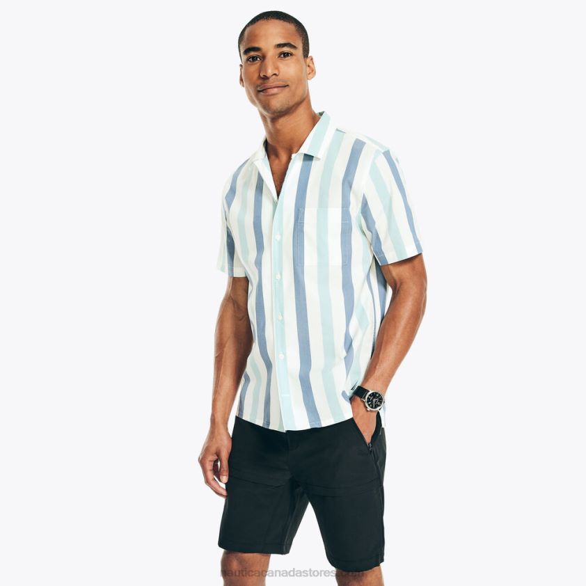 Navtech Classic Fit Striped Short-Sleeve Shirt Nautica Men Sail White R260HV195