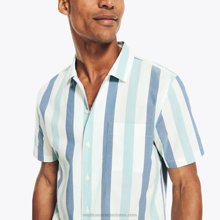 Navtech Classic Fit Striped Short-Sleeve Shirt Nautica Men Sail White R260HV195