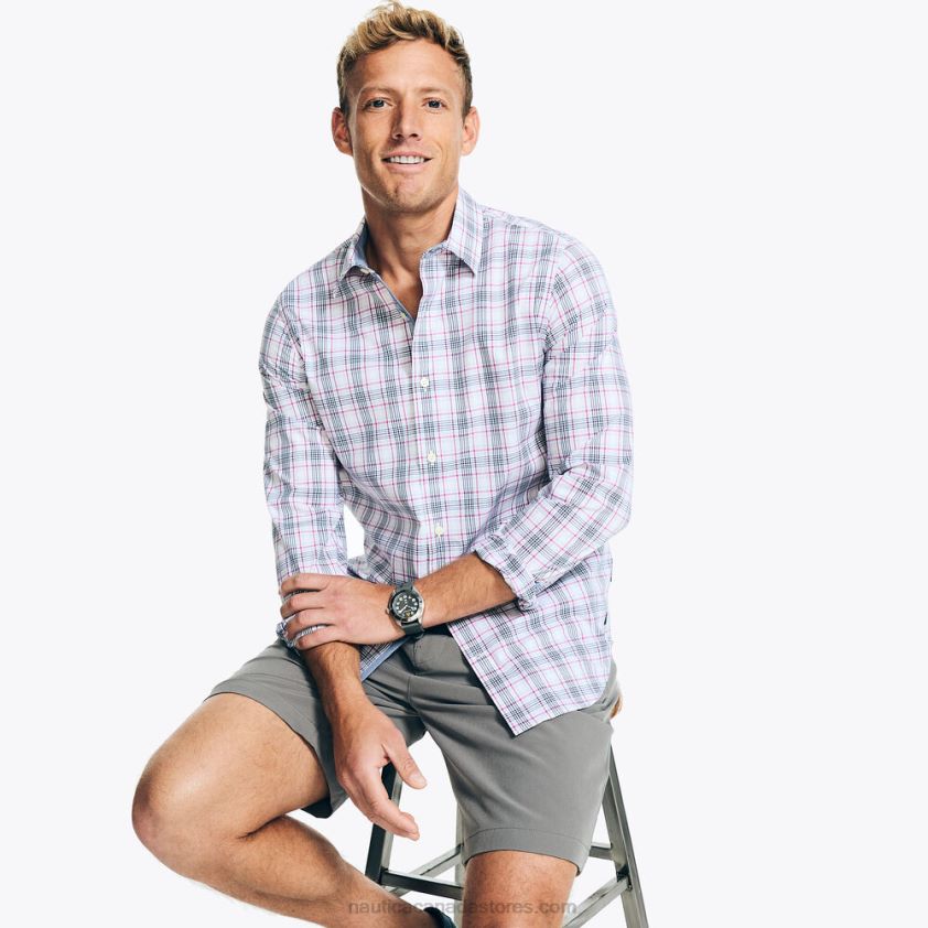 Navtech Trim Fit Plaid Shirt Nautica Men Bright White R260HV212