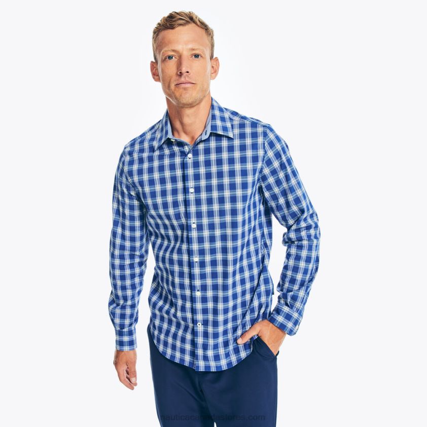 Navtech Trim Fit Plaid Shirt Nautica Men Estate Blue R260HV475