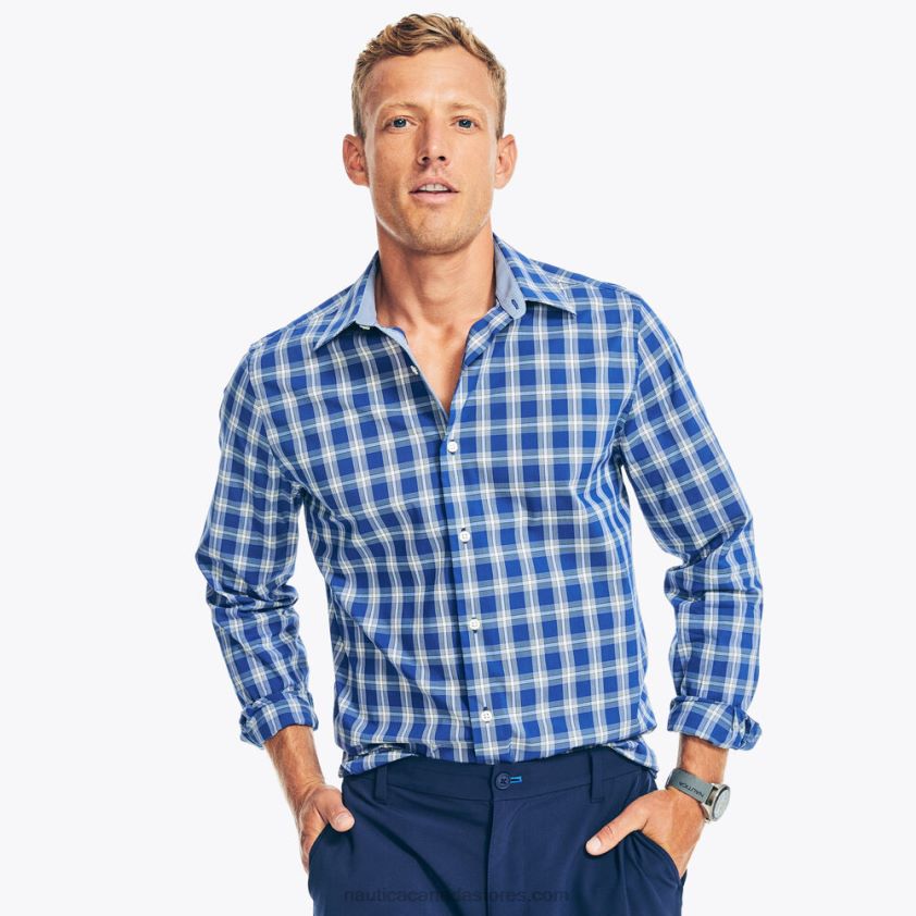 Navtech Trim Fit Plaid Shirt Nautica Men Estate Blue R260HV475