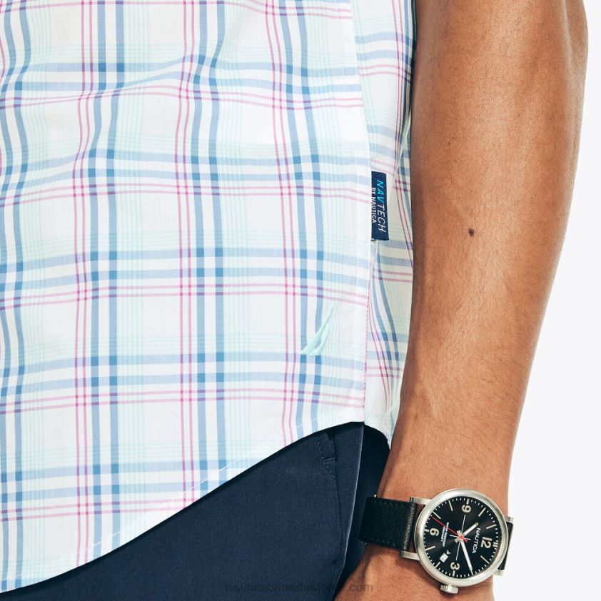 Navtech Trim Fit Plaid Short-Sleeve Shirt Nautica Men Bright White R260HV322
