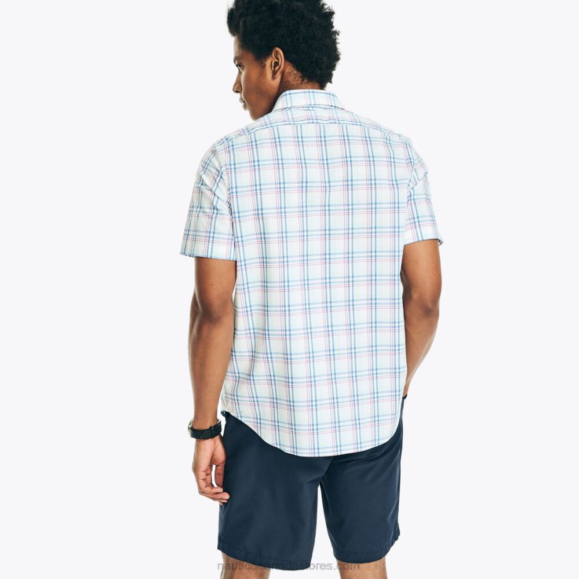 Navtech Trim Fit Plaid Short-Sleeve Shirt Nautica Men Bright White R260HV322