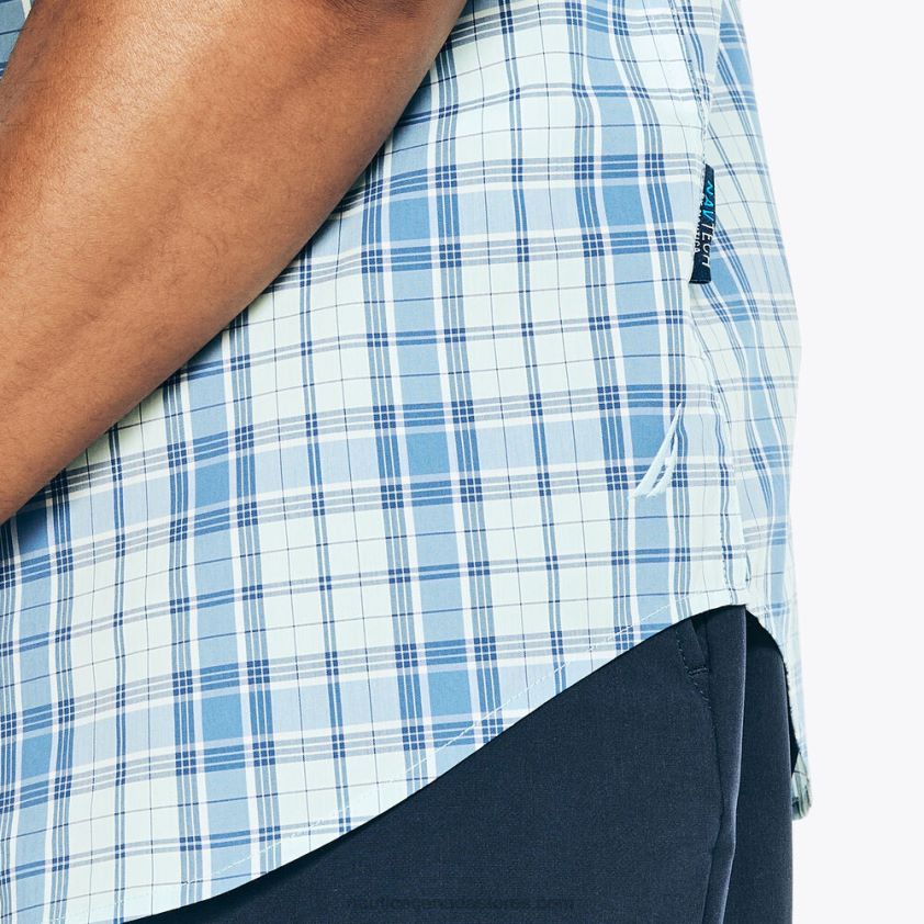 Navtech Trim Fit Plaid Short-Sleeve Shirt Nautica Men Ocean Depth Heather R260HV227