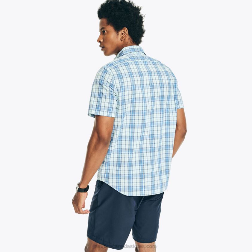 Navtech Trim Fit Plaid Short-Sleeve Shirt Nautica Men Ocean Depth Heather R260HV227