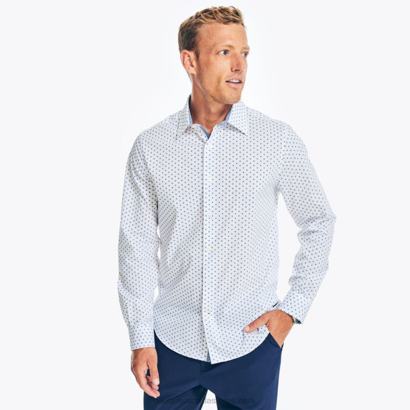 Navtech Trim Fit Printed Shirt Nautica Men Bright White R260HV196