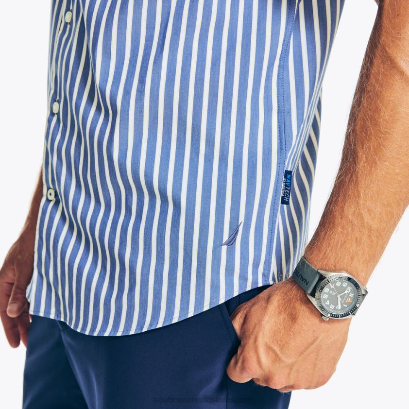 Navtech Trim Fit Striped Short-Sleeve Shirt Nautica Men Estate Blue R260HV199