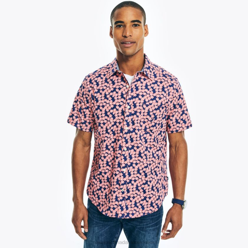 Printed Poplin Short-Sleeve Shirt Nautica Men Dreamy Coral R260HV549