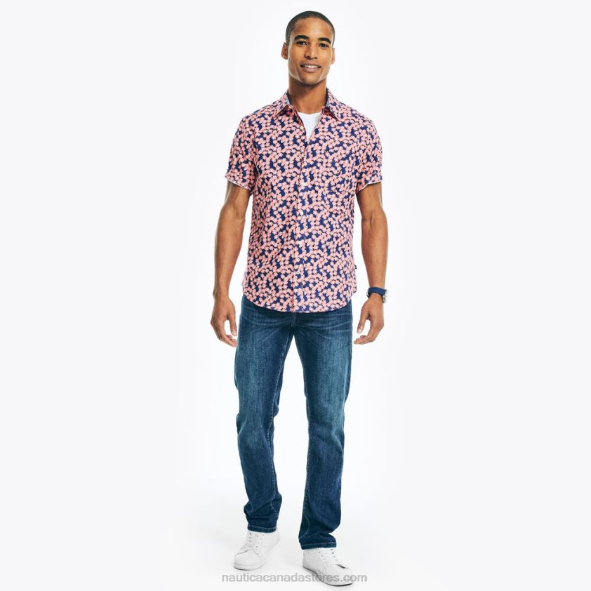 Printed Poplin Short-Sleeve Shirt Nautica Men Dreamy Coral R260HV549