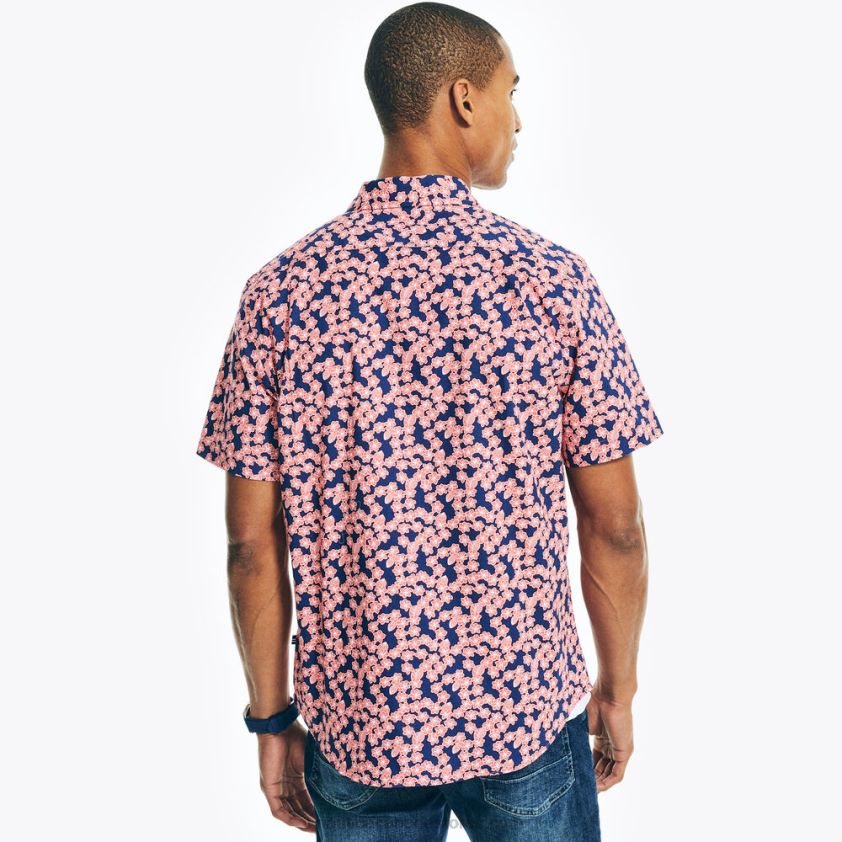 Printed Poplin Short-Sleeve Shirt Nautica Men Dreamy Coral R260HV549
