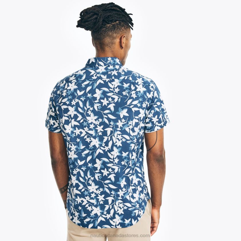 Printed Poplin Short-Sleeve Shirt Nautica Men Estate Blue R260HV486