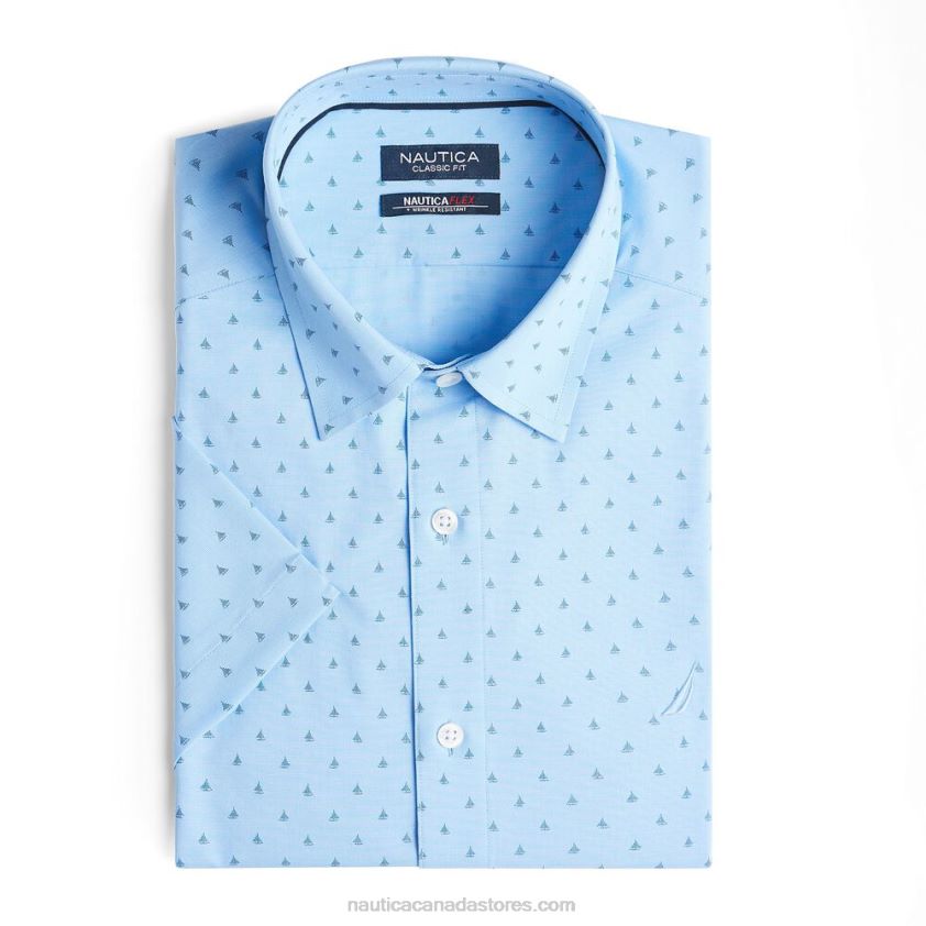 Sailboat-Print Short Sleeve Shirt Nautica Men Little Boy Blue R260HV225