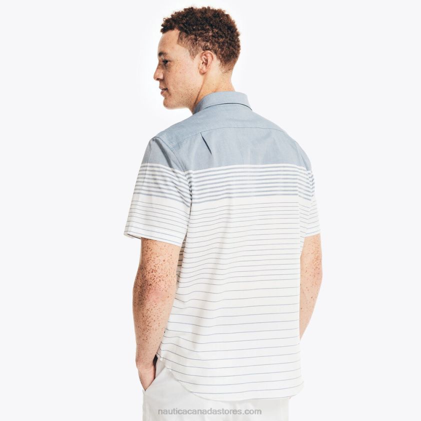 Striped Poplin Short-Sleeve Shirt Nautica Men Bright White R260HV568