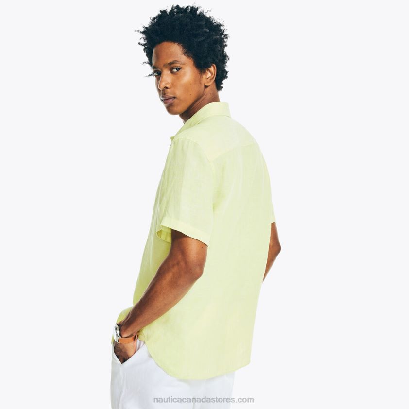Sustainably Crafted Linen Short-Sleeve Shirt Nautica Men Hillside Olive R260HV695