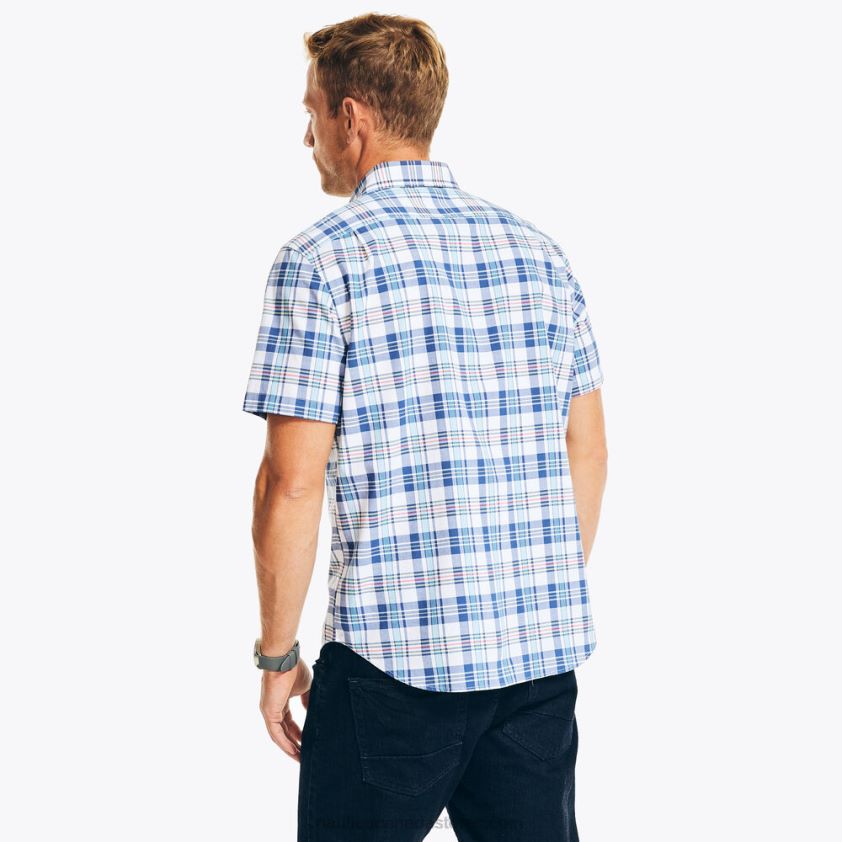 Sustainably Crafted Plaid Short-Sleeve Shirt Nautica Men Bright White R260HV457