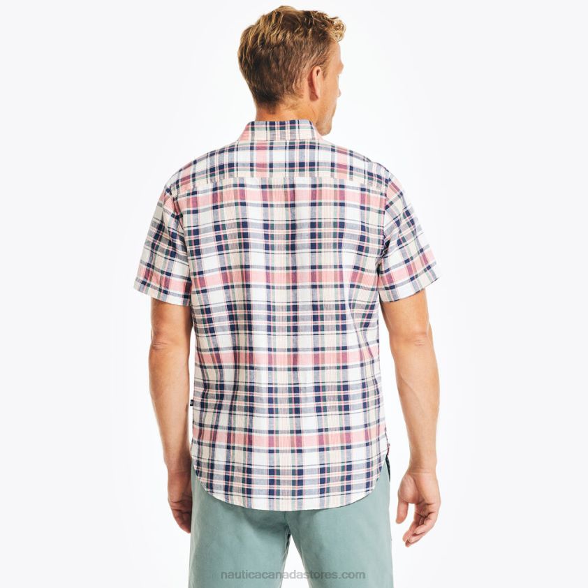 Sustainably Crafted Plaid Short-Sleeve Shirt Nautica Men Sail White R260HV400