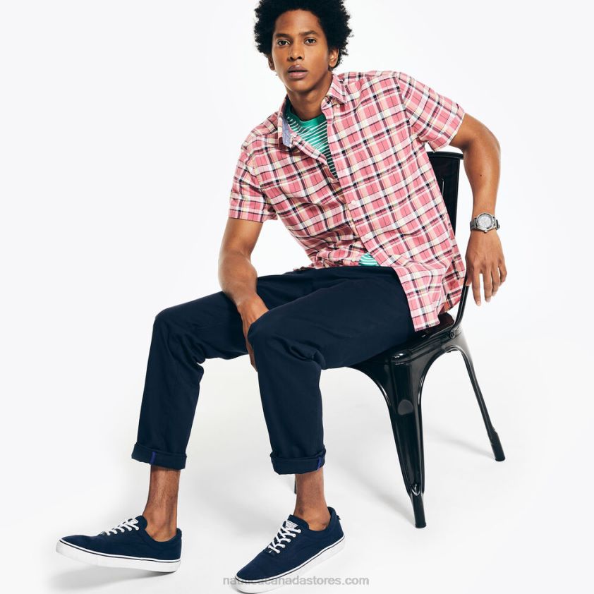 Sustainably Crafted Plaid Short-Sleeve Shirt Nautica Men Shore Rose R260HV390