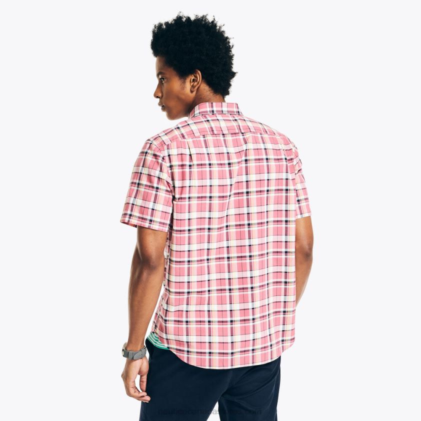 Sustainably Crafted Plaid Short-Sleeve Shirt Nautica Men Shore Rose R260HV390