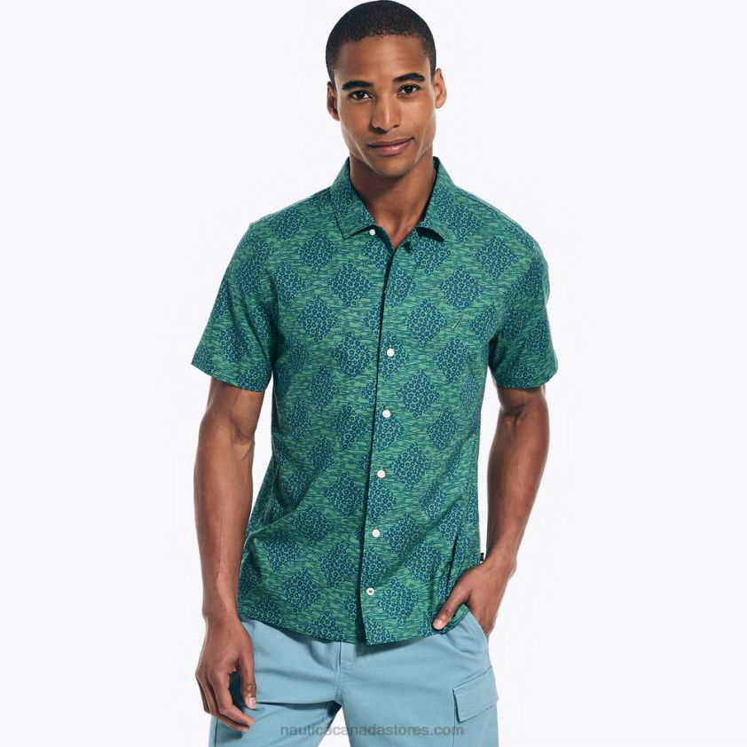 Sustainably Crafted Printed Short-Sleeve Camp Shirt Nautica Men Green Apple R260HV307