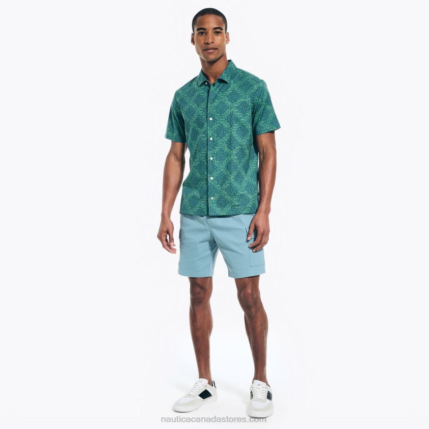 Sustainably Crafted Printed Short-Sleeve Camp Shirt Nautica Men Green Apple R260HV307