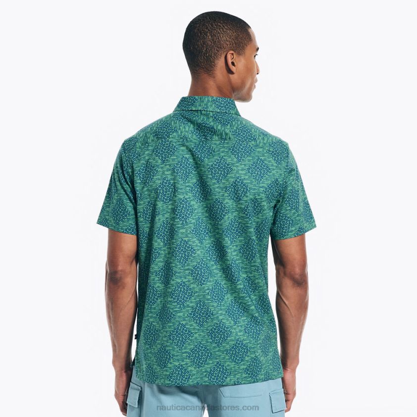 Sustainably Crafted Printed Short-Sleeve Camp Shirt Nautica Men Green Apple R260HV307