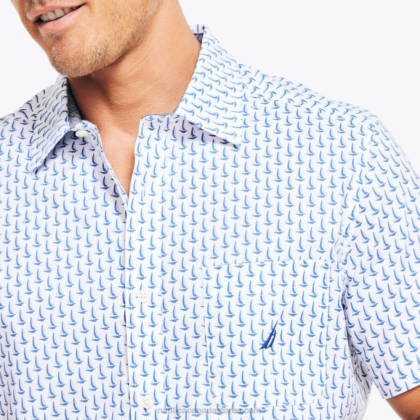 Sustainably Crafted Printed Short-Sleeve Shirt Nautica Men Bright White R260HV422
