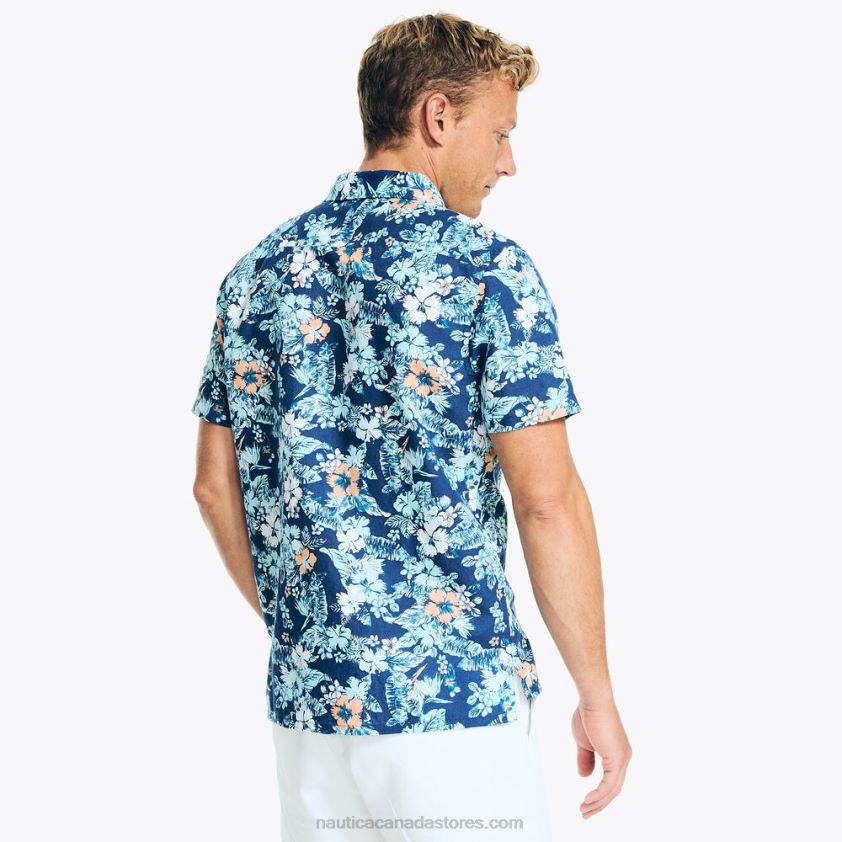 Sustainably Crafted Printed Short-Sleeve Shirt Nautica Men Pure Adriatic Sea Wash R260HV453