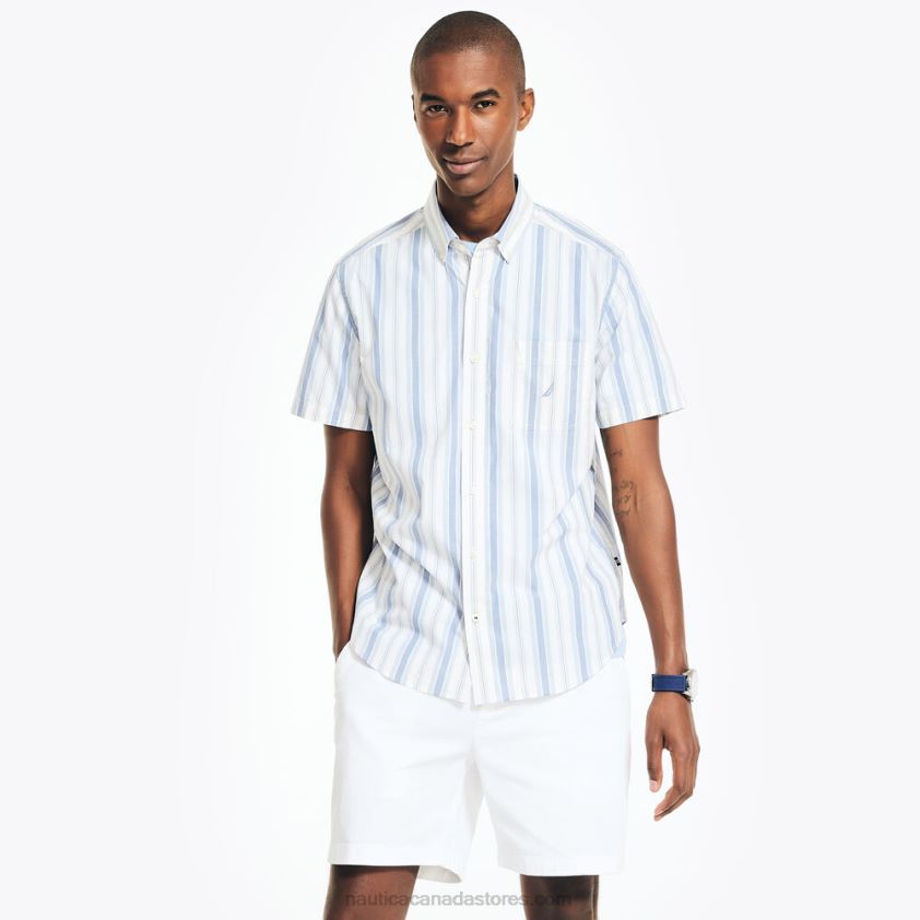 Sustainably Crafted Striped Short-Sleeve Shirt Nautica Men Sail White R260HV427