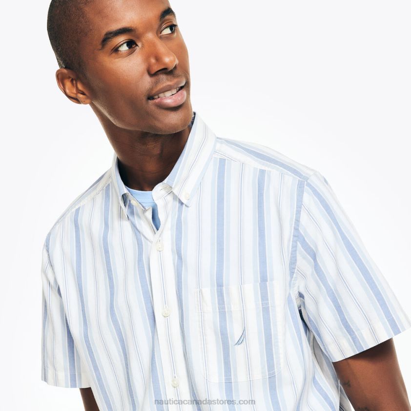 Sustainably Crafted Striped Short-Sleeve Shirt Nautica Men Sail White R260HV427