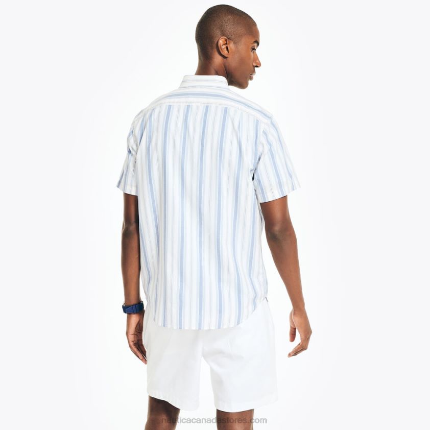 Sustainably Crafted Striped Short-Sleeve Shirt Nautica Men Sail White R260HV427