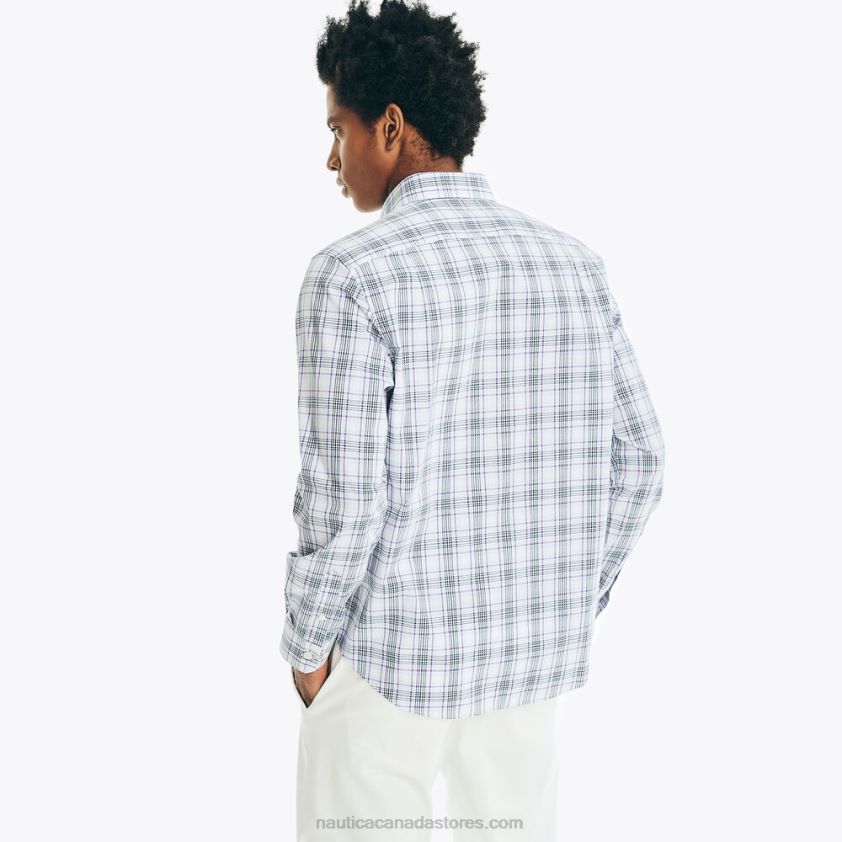 Wrinkle-Resistant Plaid Wear To Work Shirt Nautica Men Bright White R260HV399