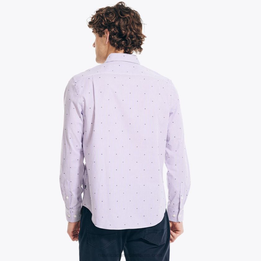 Wrinkle-Resistant Plaid Wear To Work Shirt Nautica Men Ocean Violet R260HV421