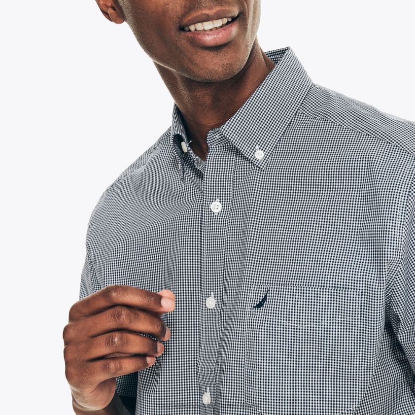 Wrinkle-Resistant Plaid Wear To Work Short-Sleeve Shirt Nautica Men J Navy R260HV42