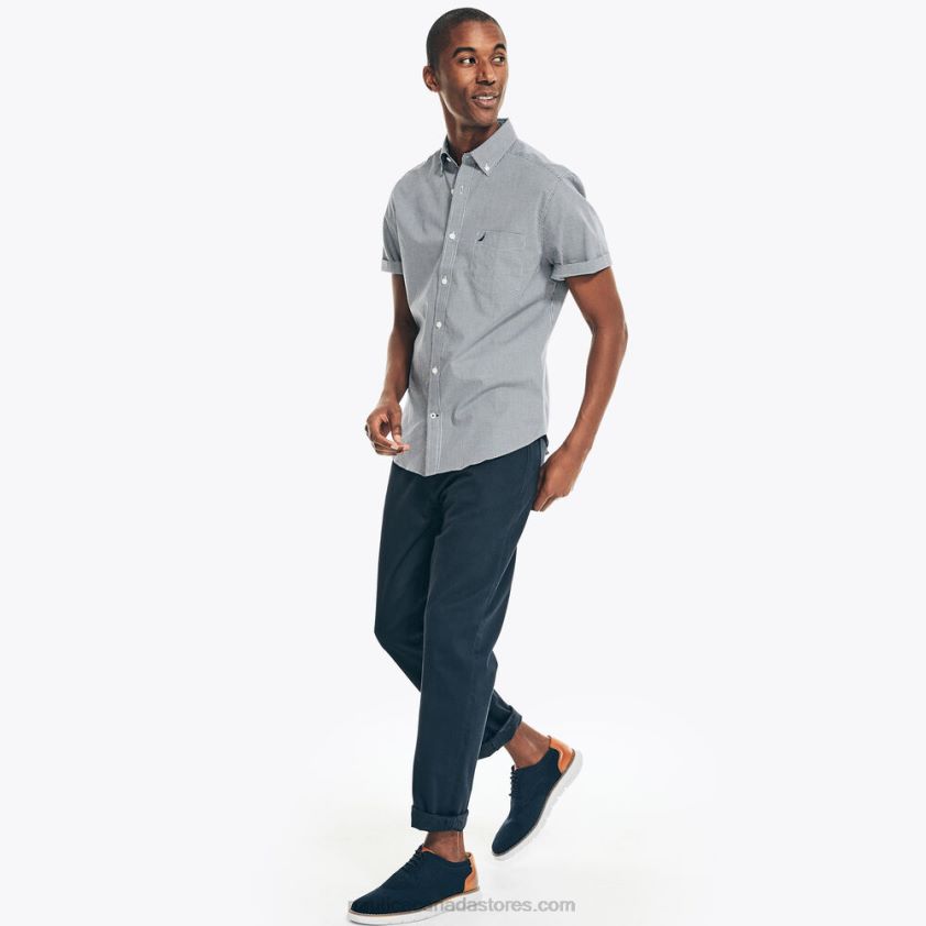 Wrinkle-Resistant Plaid Wear To Work Short-Sleeve Shirt Nautica Men J Navy R260HV42