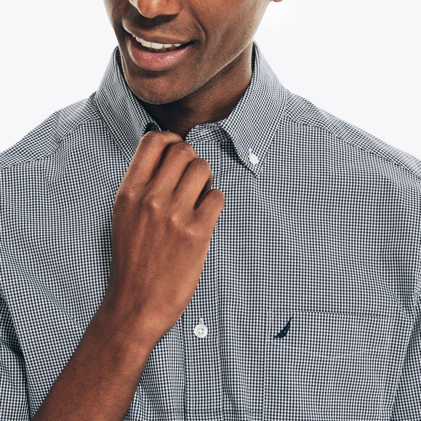 Wrinkle-Resistant Plaid Wear To Work Short-Sleeve Shirt Nautica Men J Navy R260HV42
