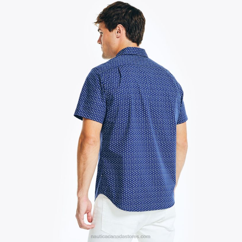 Wrinkle-Resistant Printed Wear To Work Short-Sleeve Shirt Nautica Men Blue Depths R260HV614