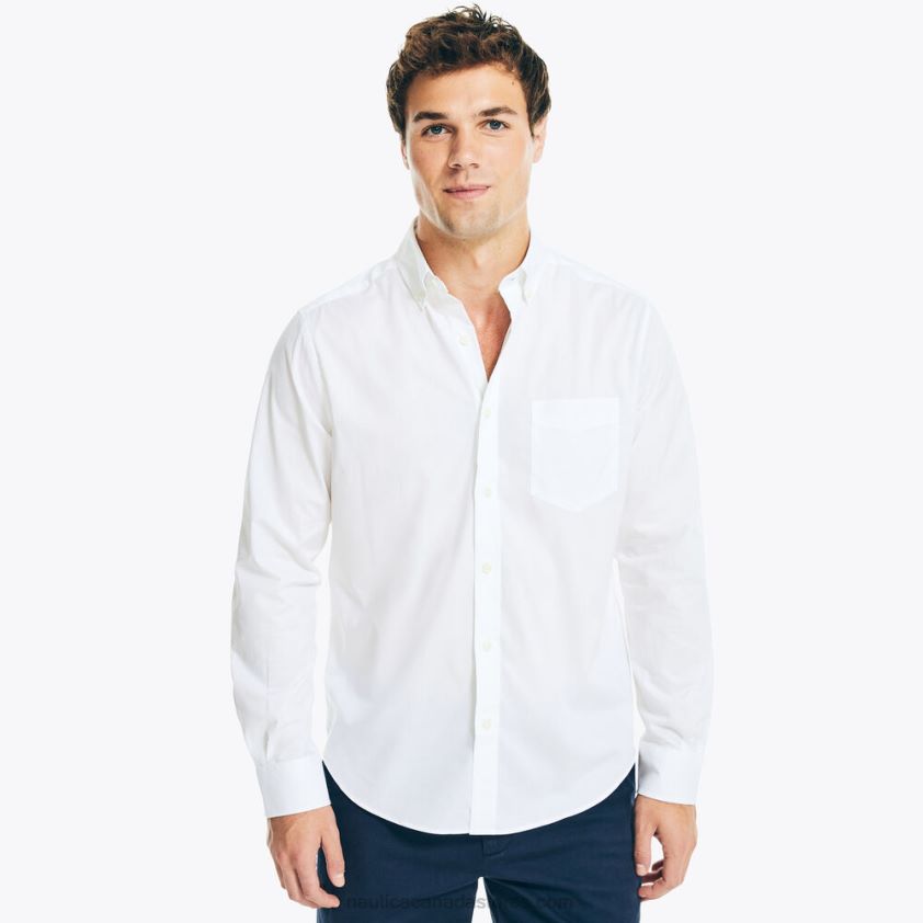 Wrinkle-Resistant Striped Wear To Work Shirt Nautica Men Bright White R260HV30