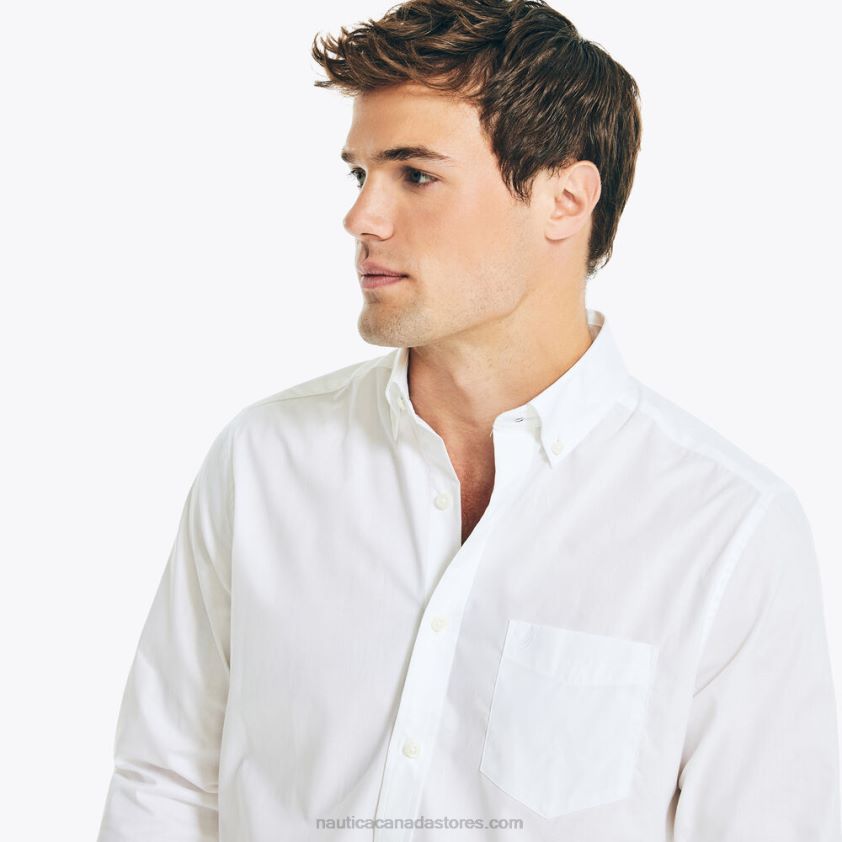 Wrinkle-Resistant Striped Wear To Work Shirt Nautica Men Bright White R260HV30