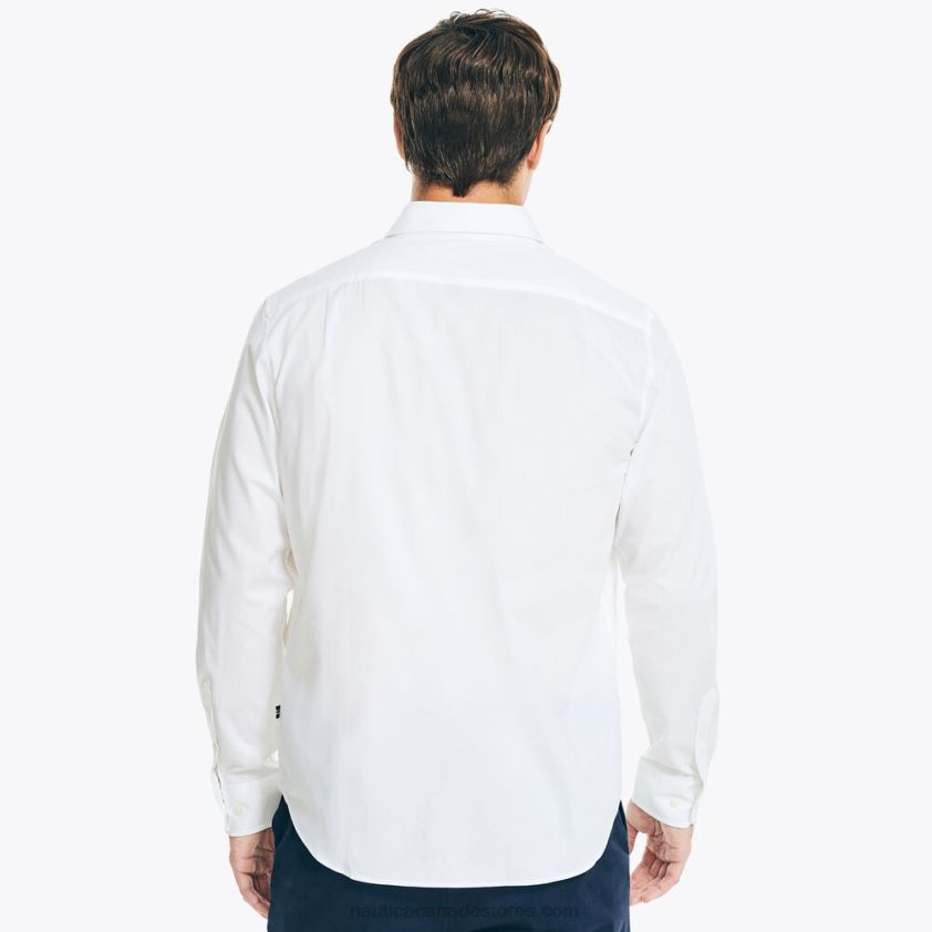 Wrinkle-Resistant Striped Wear To Work Shirt Nautica Men Bright White R260HV30